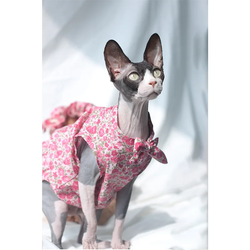 

Cat clothes Summer thin floral dress Sphinx hairless cat German Korean pet cat clothes pet costume kitten clothes