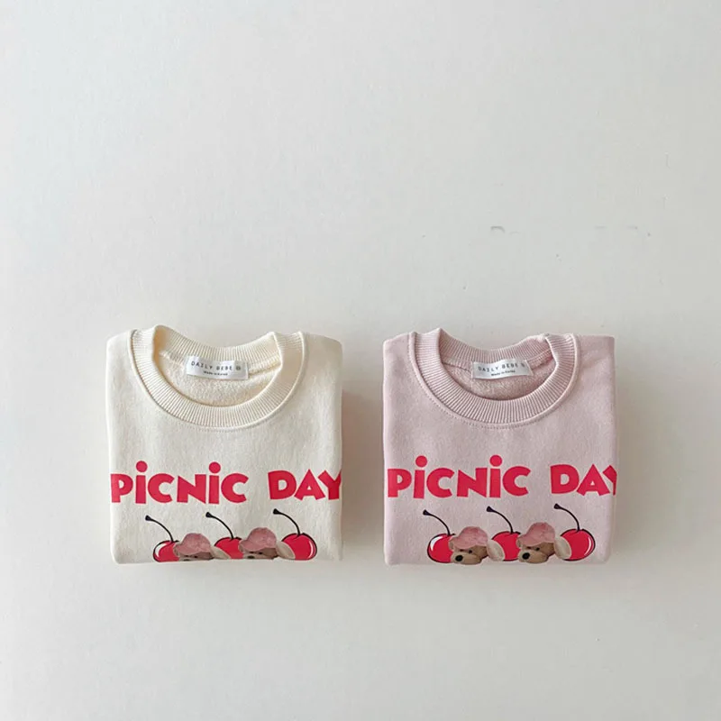 

New Baby Long Sleeve Sweatshirt Cute Cartoon Bear Print Boys Girls Casual Pullover Cotton Children Tops Infant Toddler Tee
