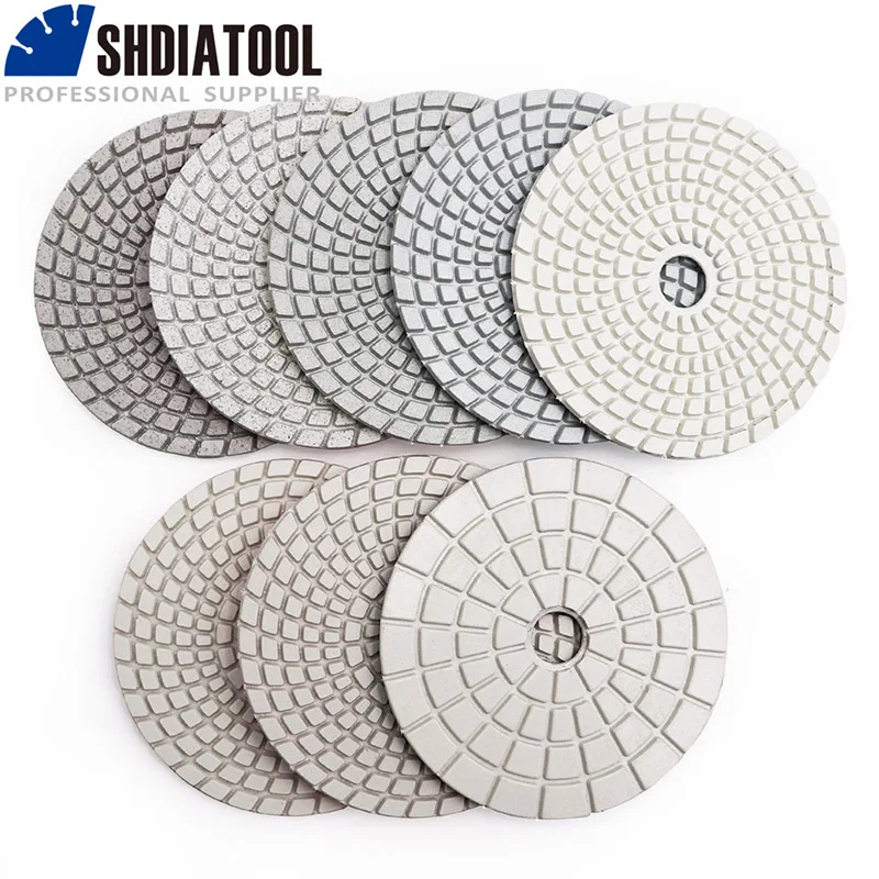 SHDIATOOL 7 шт./компл. 4 "/100 мм алмазные влажные полировальные колодки белые