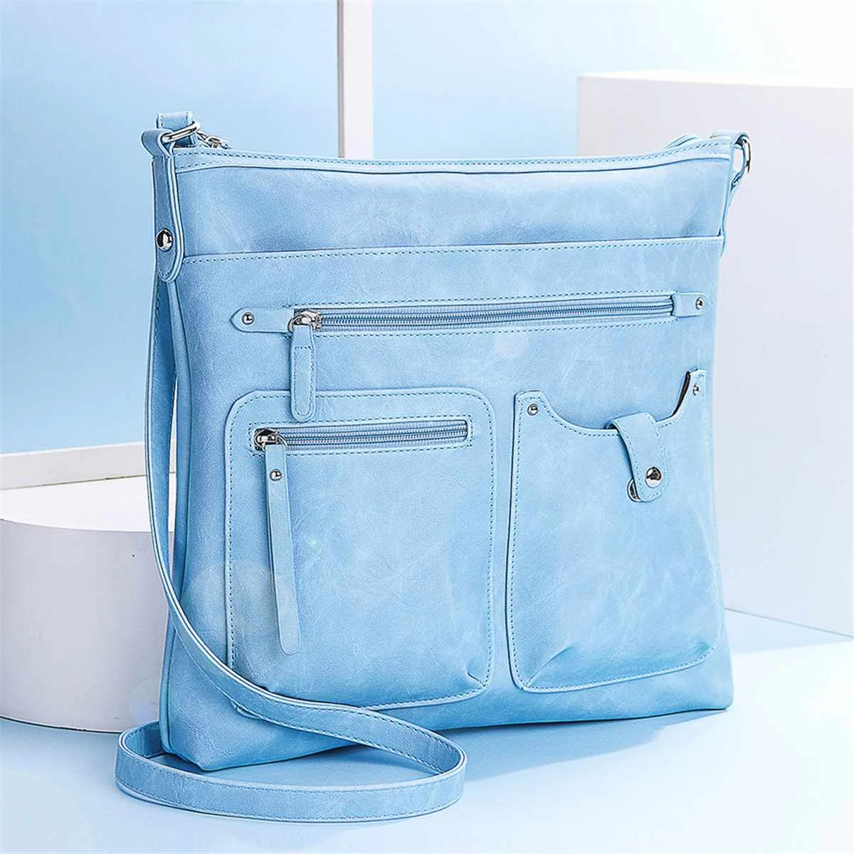 

Brenice 2022 New Women Leather Multi-pockets Shoulder Bag Crossbody Bag Luxury Handbags Fashion Multifunctional Bag Totes Bag
