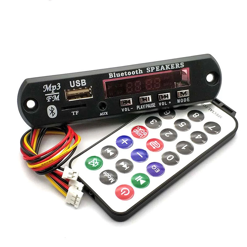 

Wireless Bluetooth 12V 2*3W MP3 WMA Decoder Board Car Audio USB TF FM Radio Module Color Screen MP3 Player with Remote Control