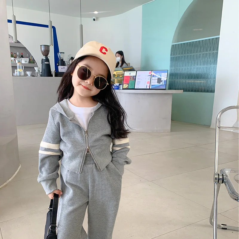 

Set 2022 spring and Autumn New Korean casual girls' sportswear two pieces set 3-202