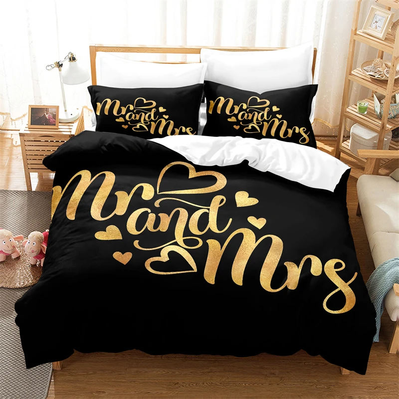 

Beautiful Letters Bedding Set For Bedroom Soft Bedspread For Bed Home Comefortable Duvet Cover Quality Quilt Cover And Pillowcas
