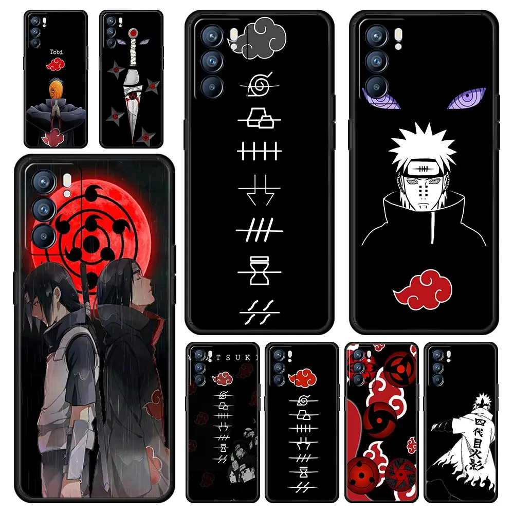 Naruto Akatsuki Logo Phone Case For Realme 8 7 6 Pro C21 C3 C11 Shell Oppo A53 A52 A9 A54 A15 A95 Reno7 SE Reno6 Pro 5G Z Cover
