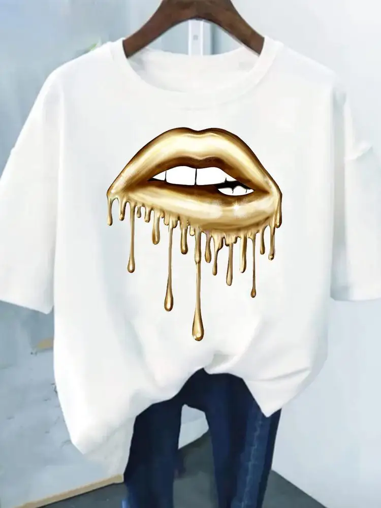 

Short Sleeve Women Clothing Print Graphic Tee Summer Fashion Lip Trend Lovely Style Printing Clothes T Female Casual T-shirts