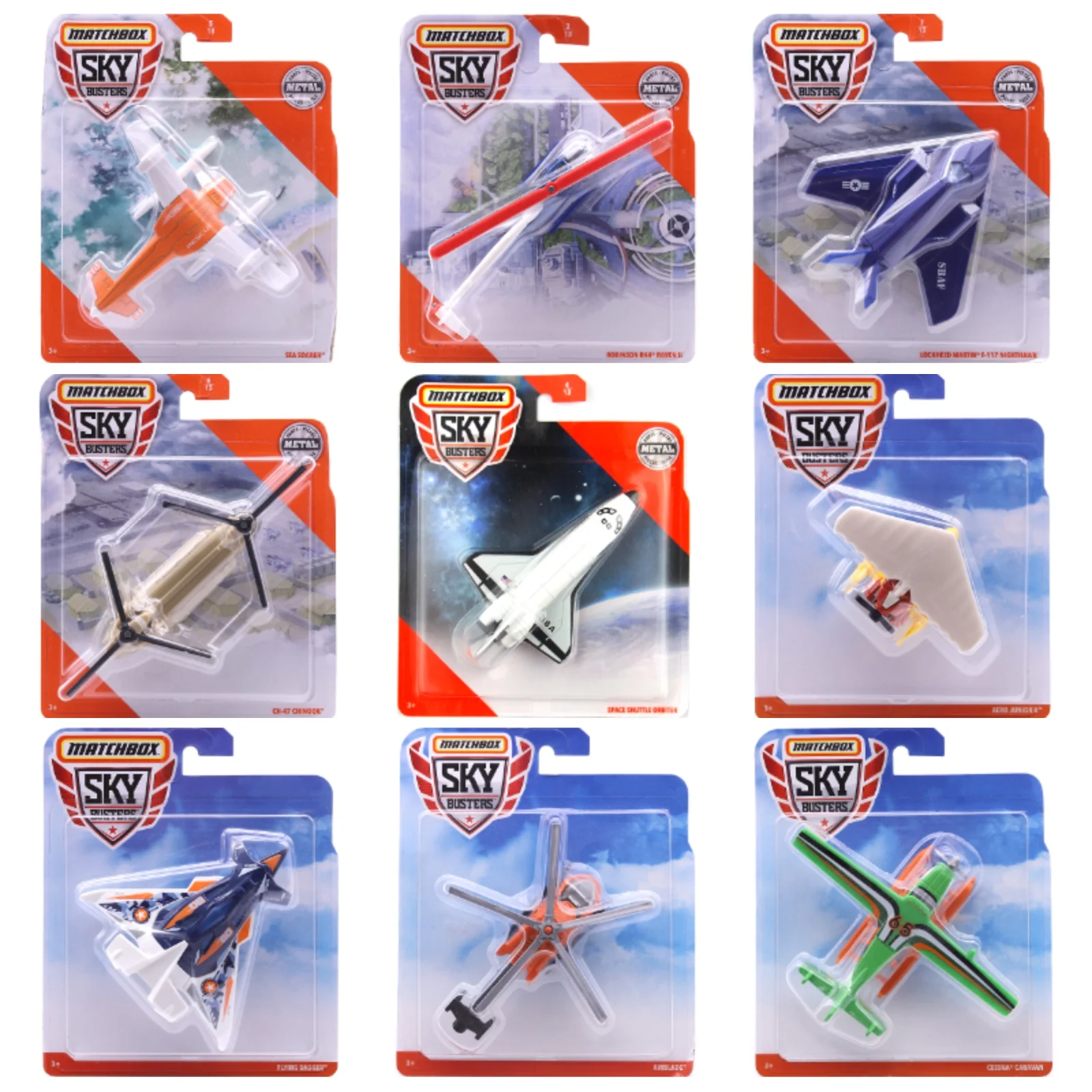 

Matchbox Sky Busters Rutan Boomerang Flying Dagger Boeing 747 400 Sea Soarer F-117 Nighthawk Alloy DieCast Model Planes Toy