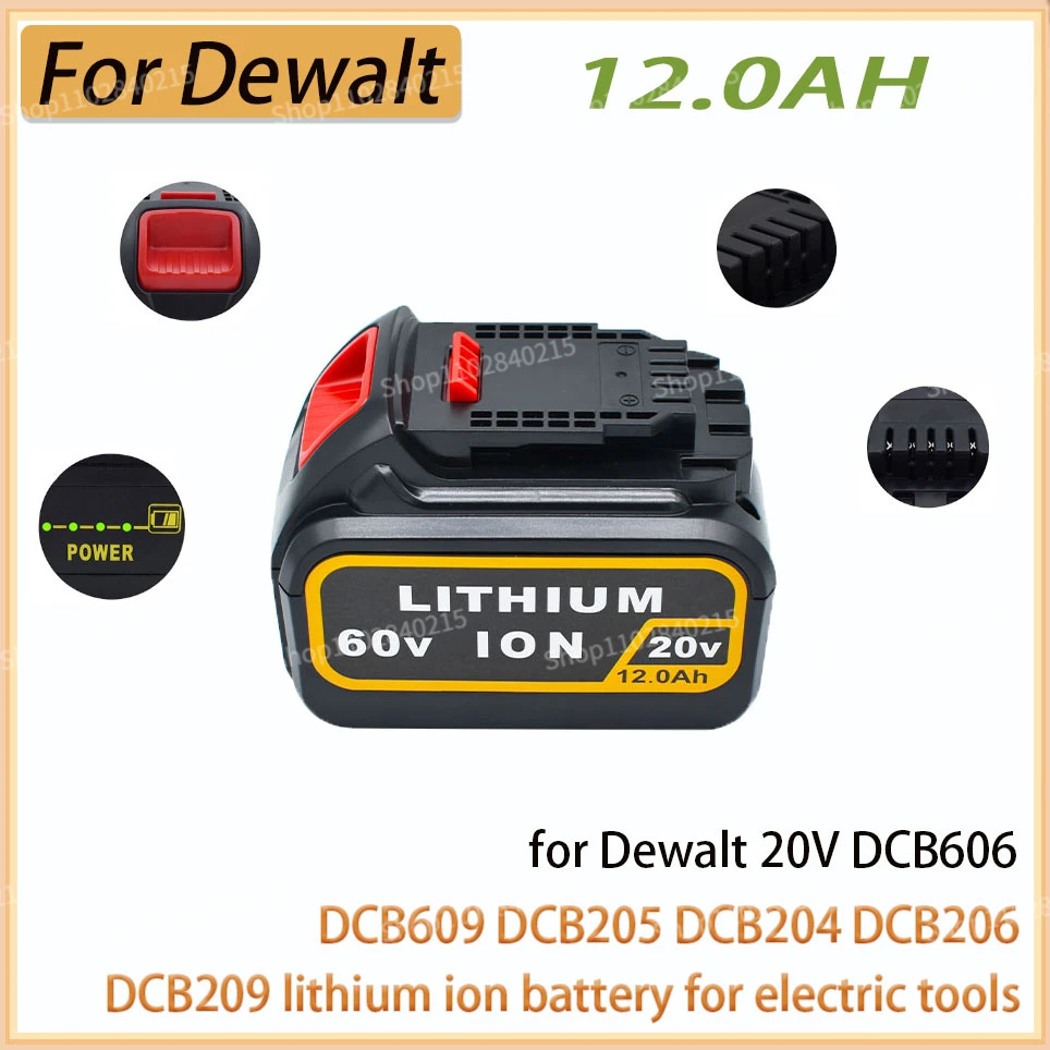 

Dewalt 60V 9.0AH 12AH MAX Replacement Battery for Dewalt 20V DCB606 DCB609 DCB205 DCB204 DCB206 Power Tools Lithium Ion Battery