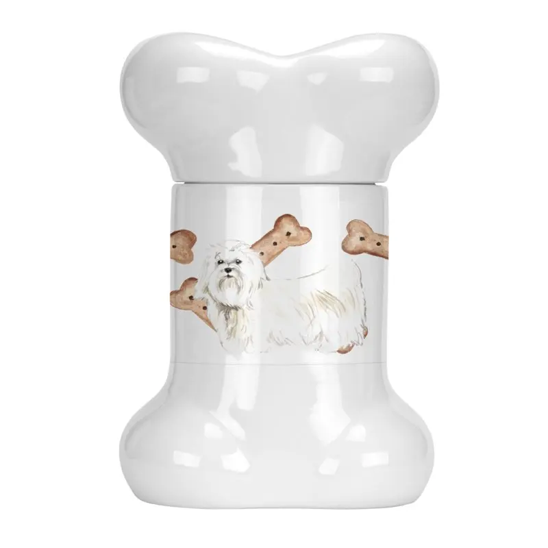 

Adorable Multicolor Maltese Bone-Shaped Treat Jar – Perfect and Stylish Storage for Your Pet's Beloved Food and Treats.
