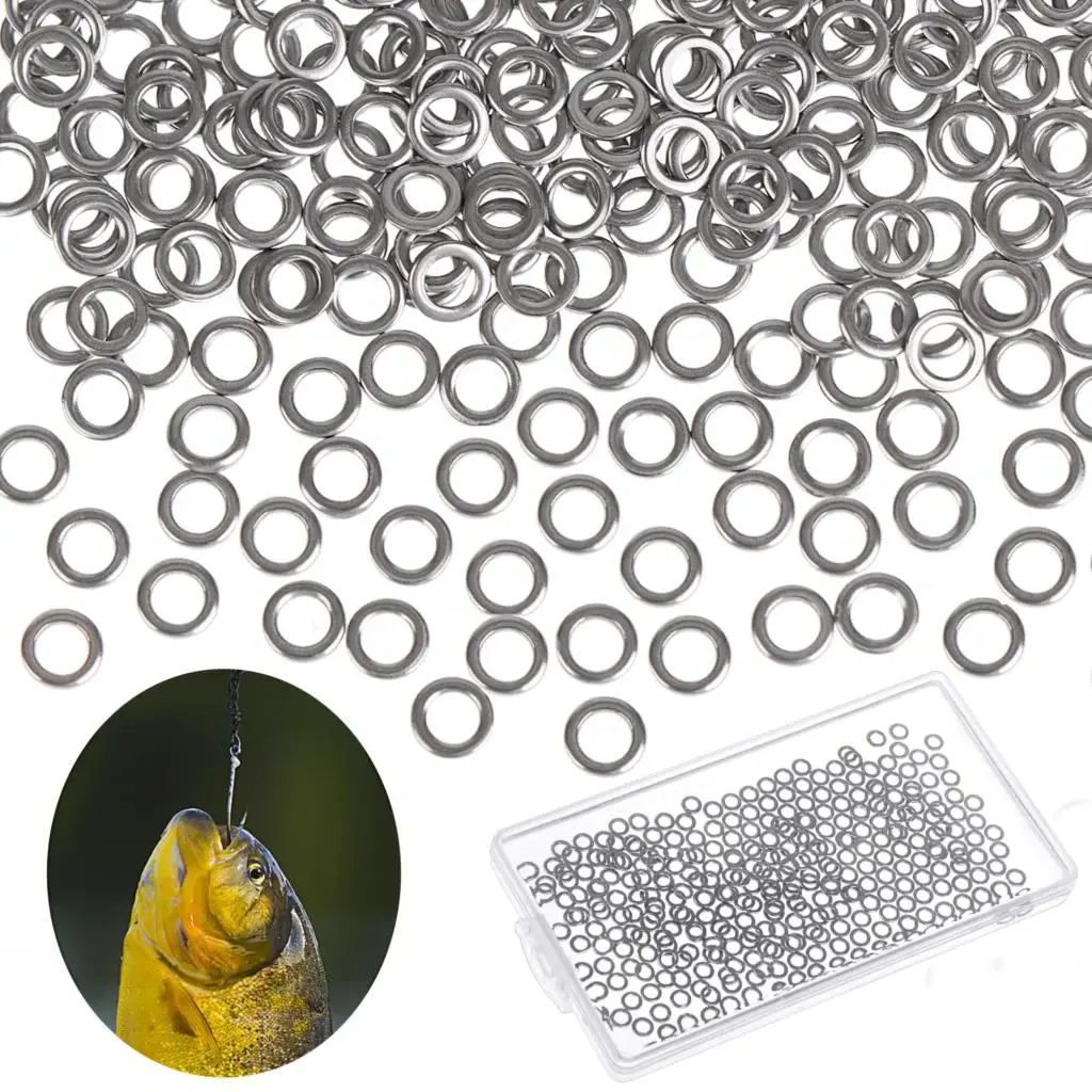 

250 Pieces of o Rings for Fishing in a Plastic Box Fly Fishing Tippet Rings Stainless Steel Fishing Line Ring Lightweight Lure