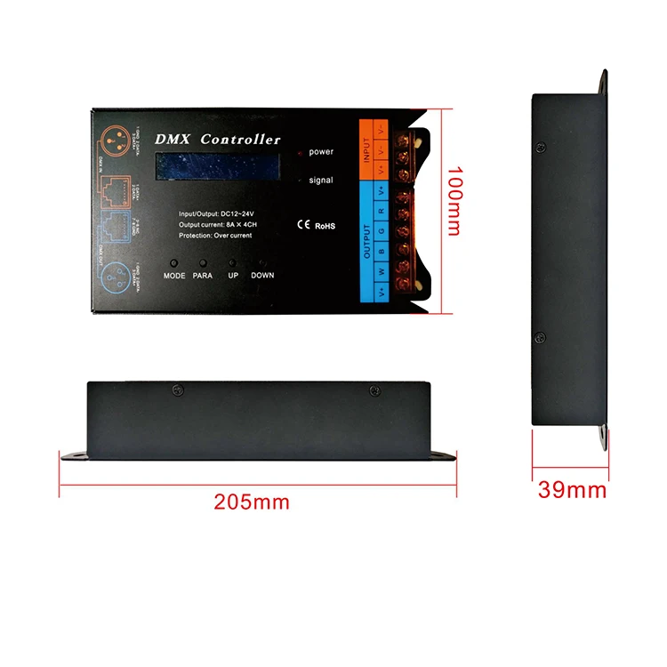 DMX512 декодер DC12-24V Rj45 XLR коннектор RGB RGBW каналы Декодер контроллер для светодиодной