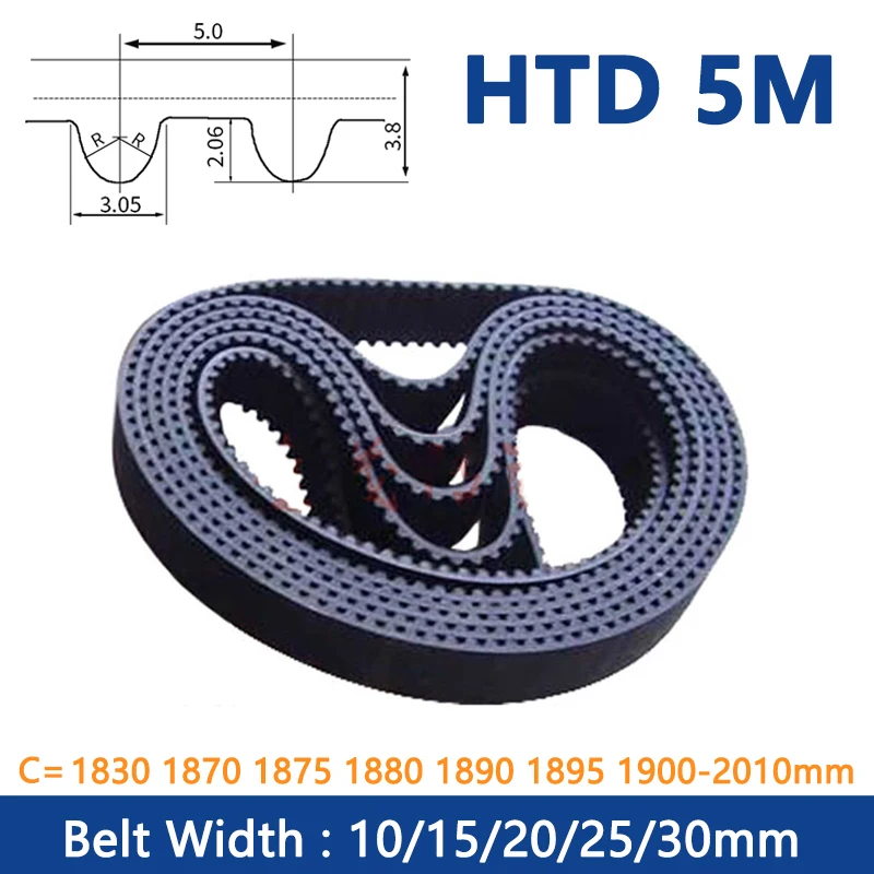 

1pc HTD5M Timing Belt Width 10 15 20 25 30mm Rubber Closed Loop Synchronous Belt C=1830 1870 1875 1880 1890 1895 1900-2010mm