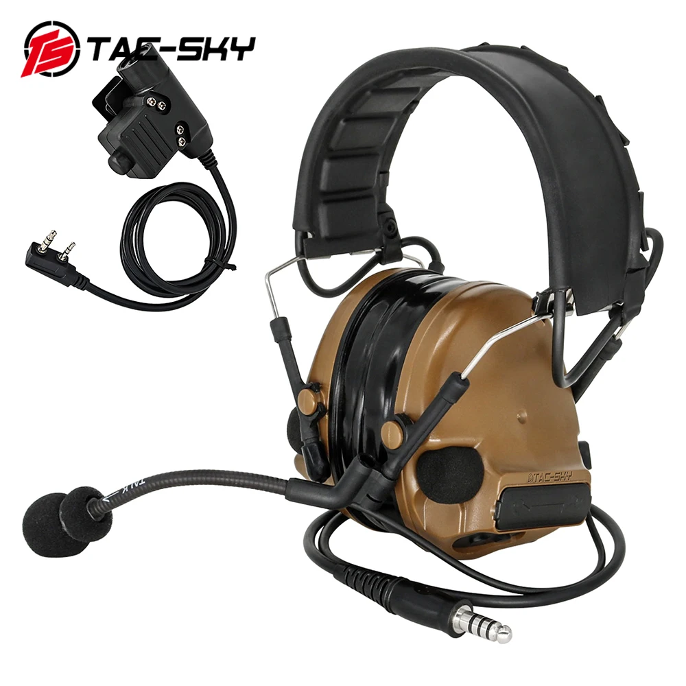 TS TAC-SKY COMTAC III Airsoft Sports Headset Tactical Electronic Hearing Protection Earmuffs for Baofeng UV5R Walkie-Talkies
