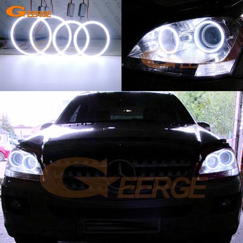 Фото Для Mercedes Benz M Class W164 ML 2005 2006 2007 2008 2009 2010 2011 Ультра яркий DRL COB LED Angel Eyes Kit Halo Rings №2
