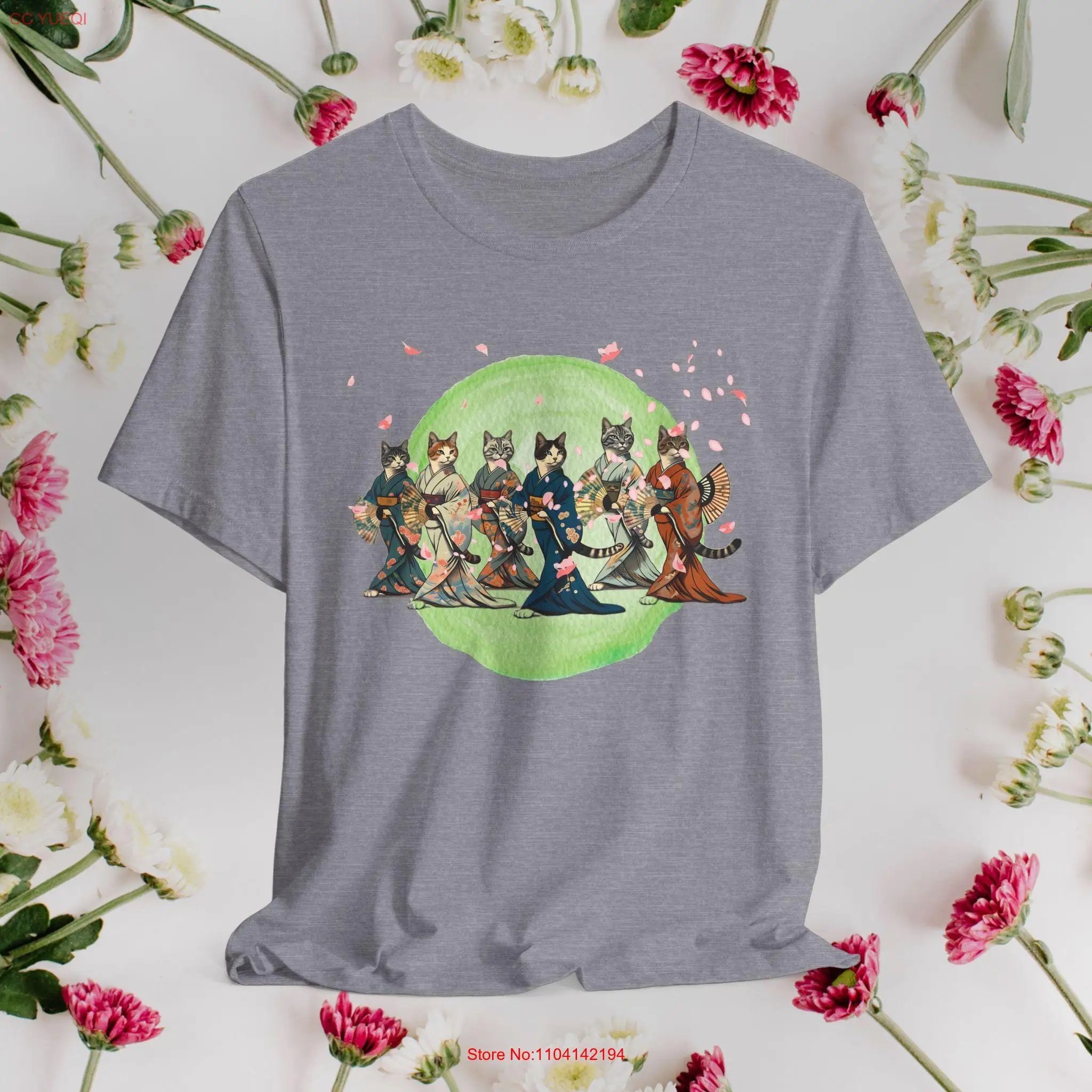 Милая футболка с котами гейши кимоно для любителей кошек японский укиё подарок