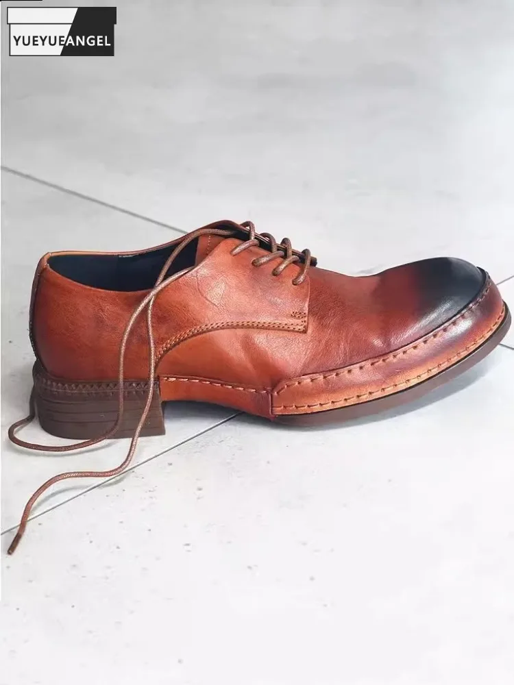 Туфли мужские классические из натуральной воловьей кожи винтажные деловые