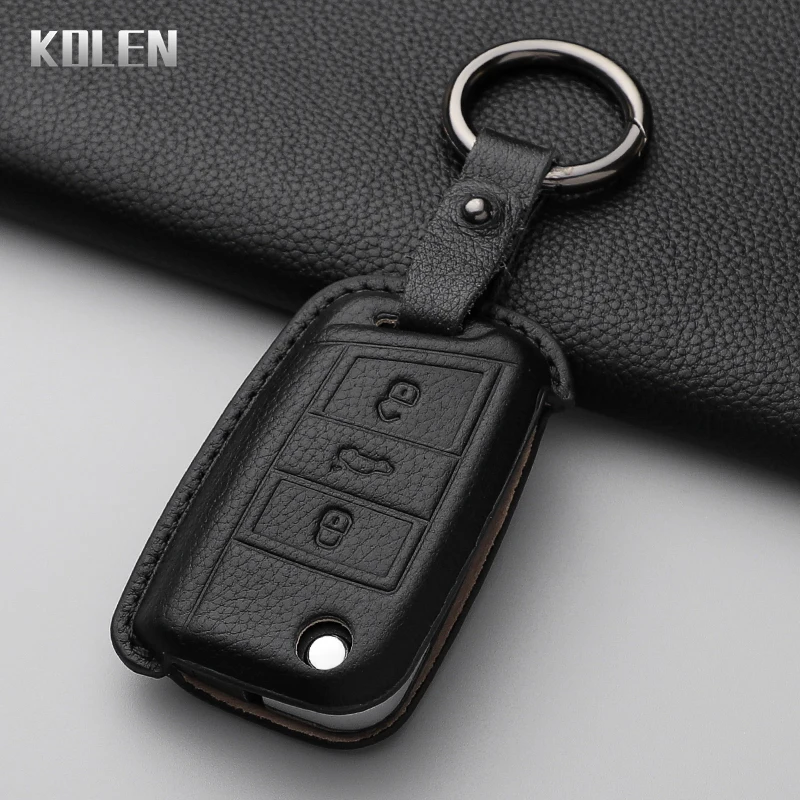 

Кожаный чехол для автомобильного ключа для VW Volkswagen Golf 7 MK7 Tiguan MK2 для SEAT Ateca Leon FR 2 Ibiza для Skoda Octavia Fob