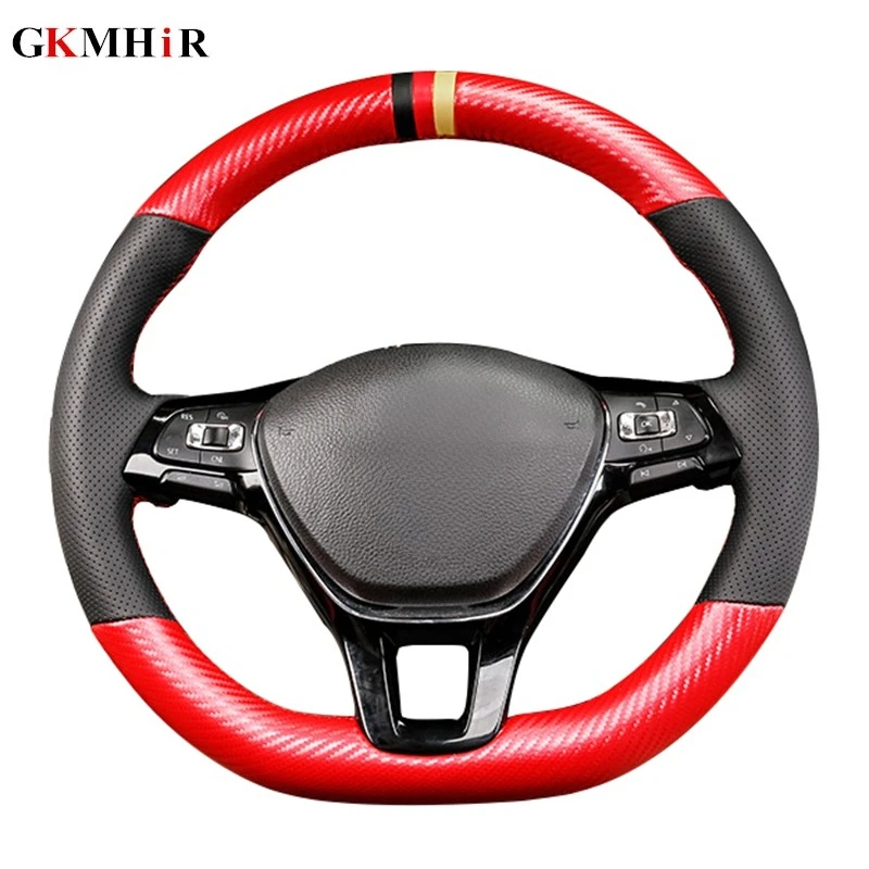 

DIY Black Fiber Leather Car Steering Wheel Cover for Volkswagen VW Golf 7 Mk7 New Polo Jetta Passat B8 Tiguan Sharan Touran