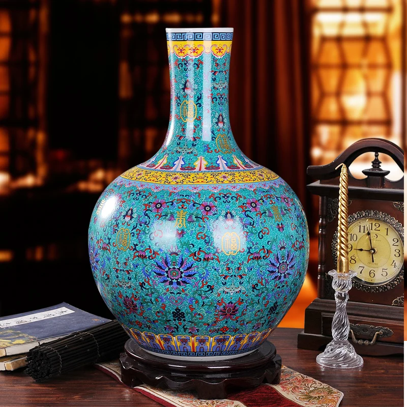 

Luxury Jingdezhen Antique Porcelain Enamel Globular Vase Big Floor Vase Chinese Classical Decoration Large Ancient Palace Vases