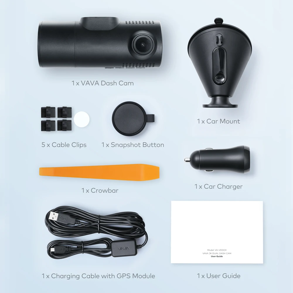 VAVA VD009 Dual Das Cam 2K front 1080P Автомобильный видеорегистратор с кабиной GPS и WIFI 360 градусов