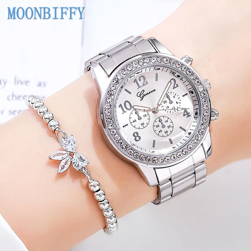 

Luxury Women Bracelet Watch Set Diamonds Rose Gold Steel Band Ladies Dress Business Quartz Watch Women Wristwatch Sets Relógio