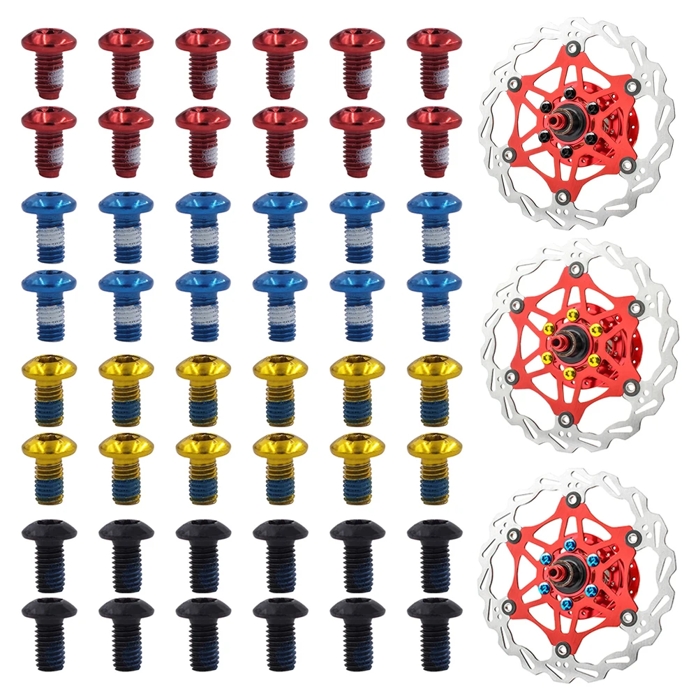 

12pcs Practical Mountain Bike Disc Screws Steel MTB Bike Color Non-slip Bicycle Disc Screws M5x9mm Bicycle Repair Parts