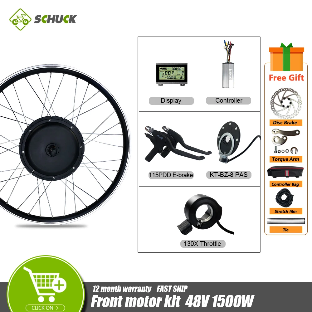 

48V 1500W Front Drive Brushless Non-Gear Motor 20 24 26 27.5 28 29 Inch 700c Hub Wheel with KT LCD3 LCD4 LCD5 LCD8H and Parts