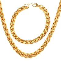collare chain for men goldblack gun color link chain stainless steel bracelet necklace set wholesale men jewelry s224