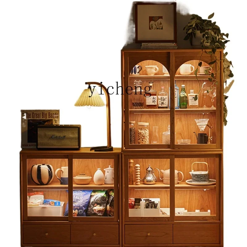 ZF низкий книжный шкаф из массива дерева книжная полка деревянная стеклянная