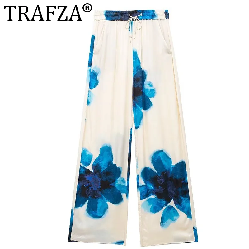 Женский костюм с принтом TRAFZA однобортная Повседневная рубашка отложным