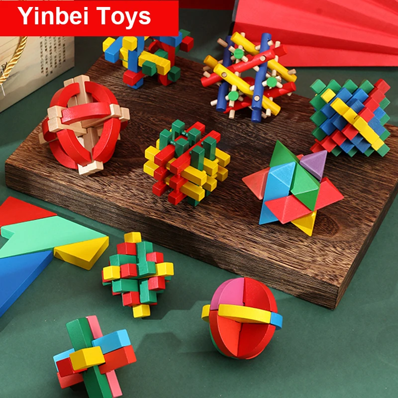 

Деревянный 3D пазл для детей и взрослых, головоломка для мозга, игрушка, геометрия, логика, IQ игра, STEM, Монтессори, образовательный подарок для...