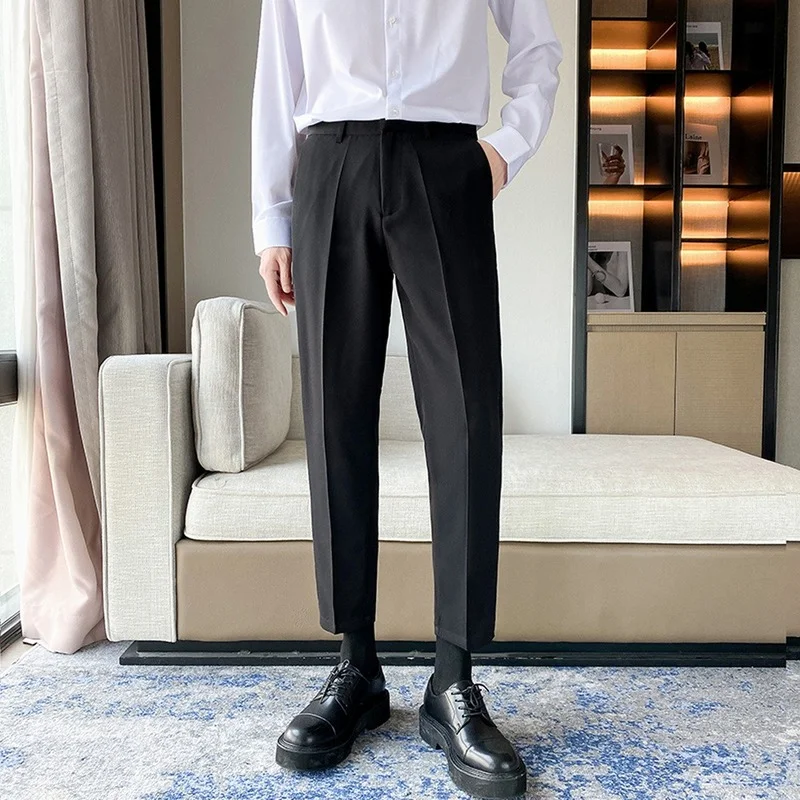 

Summer Business Dress Pants Men 2021 Casual Slim Fit Classic Office Social Pants Streetwear Wedding Trousers Pantalon Homme