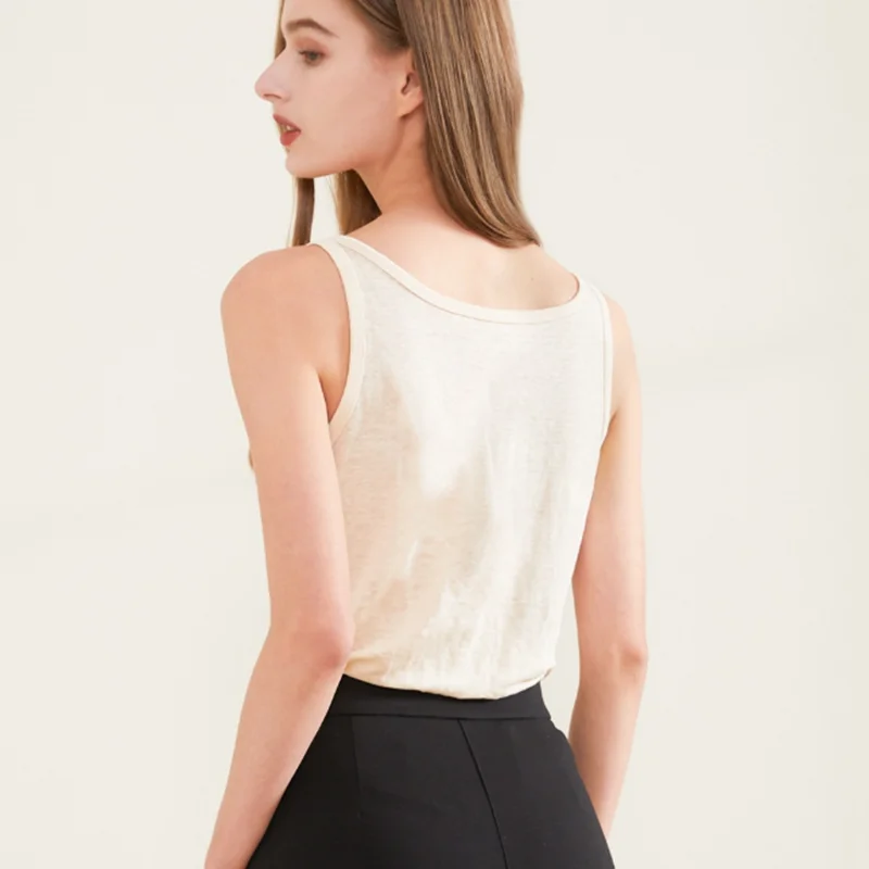 льняная и шелковая топ белый топик женский базовая нижнее белье женское майка