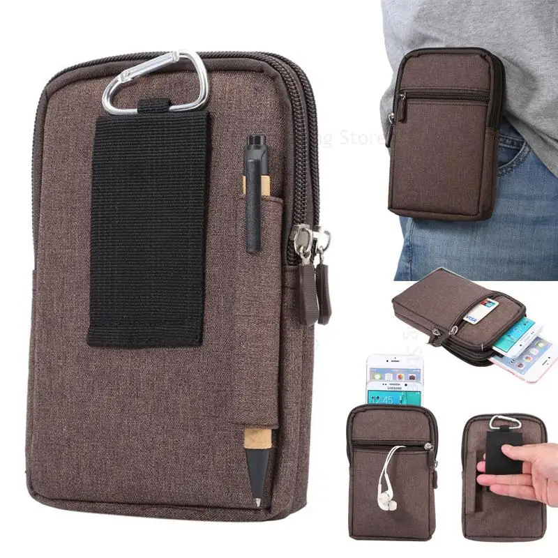 Phone Pouch For Sony Xperia 1 5 10 V Denim Cowboy Cloth Fabric Wallet Case For Xperia 1 10 IV 5 II Ace III Waist Clip Belt Bag