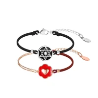 925 sterling silver bracelet luxury hexagram guard enamel braided bracelets bangles for lovers women wedding party jewelry gift