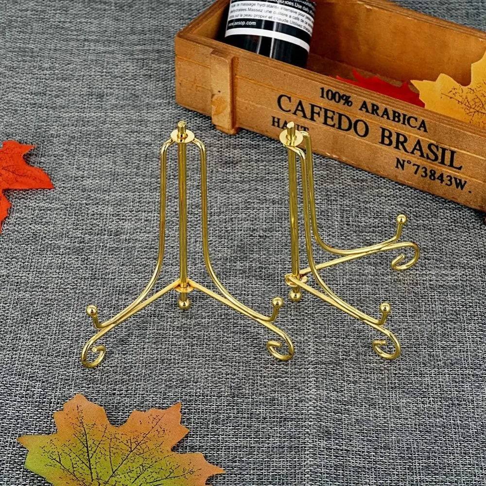 4 Inch Gold Easel Plate Holder Decorative Display Stands for Photo Picture Frames Plates(Pack of 4)