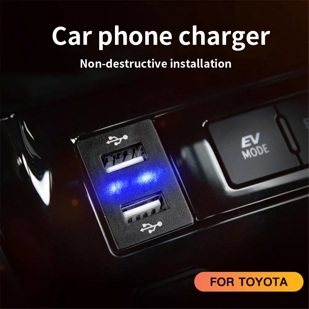 

For TOYOTA 12v 24v Dual Usb Car Charger Usb 2.1A 2 Port Interface Auto Power Adapter Dashboard Socket Car Modification
