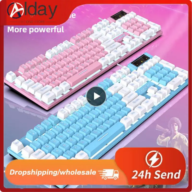 

Cool Game Light Usb Gaming Keyboard Suspended Wired Game Keyboard Ergonomics White Backlight Luminous E-sports Keyboards