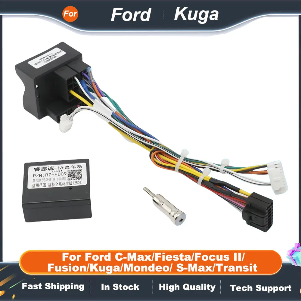 

Для Ford C-Max/Fiesta/Focus II/Fusion/Kuga/Mondeo/S-Max/Transit Android 2 Din GPS-приемник 16-контактный жгут проводов CANBus
