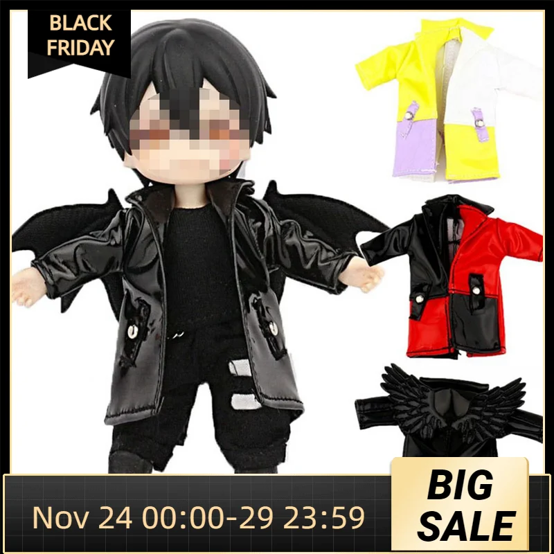 

Модная Одежда для кукол OB11 BJD, куртка из искусственной кожи, пальто для кукол с длинными рукавами для 1/11 1/12, аксессуары для кукол bjd