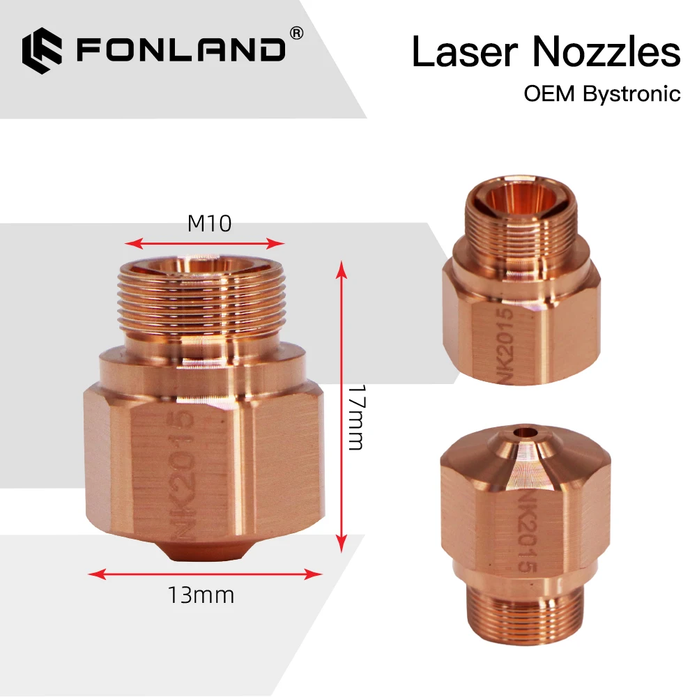 

Fonland OEM Bystronic NK Series Diameter 13mm H17mm M10 Laser Nozzle Double Layers for Fiber Laser Cutting Head Replacement