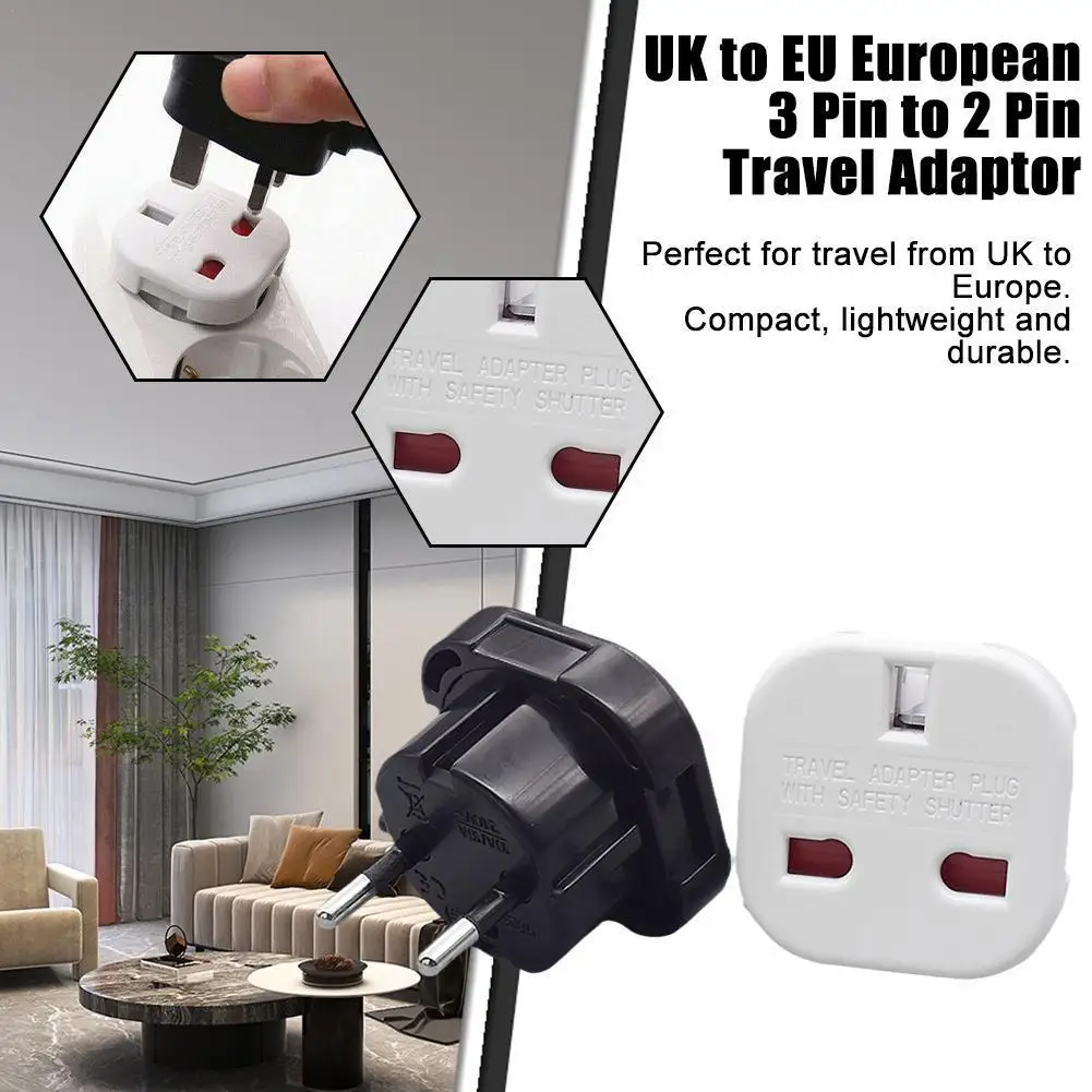 

Adaptor Plug Portable For Travel Home Adapter Uk To Eu Euro Europe European 3 Pin 2 Universal Adapter Smart Home Gadget H4I1