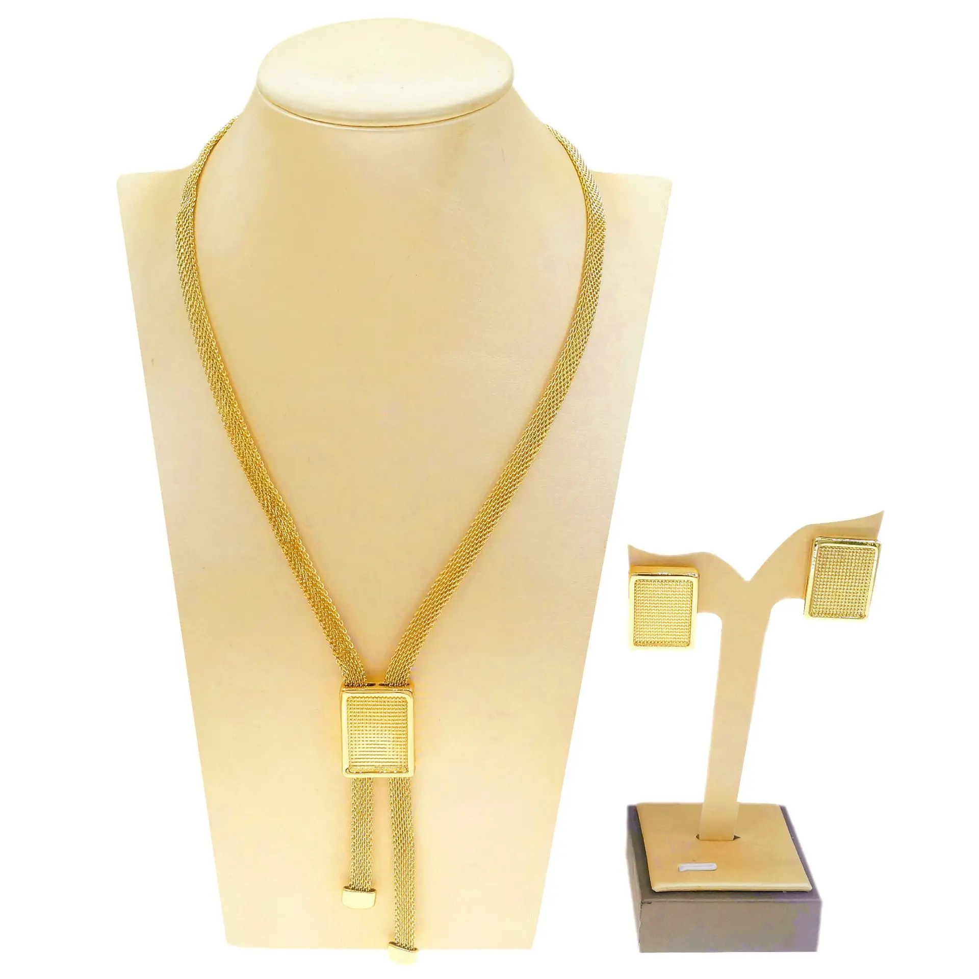 

Electroplated Copper Alloy Two Piece Necklace Earrings for Women's Jewelry Set DD10165