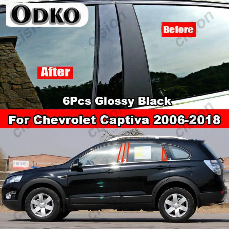 6x углеродное волокно черная Автомобильная дверь окно колонка B C столб крышка