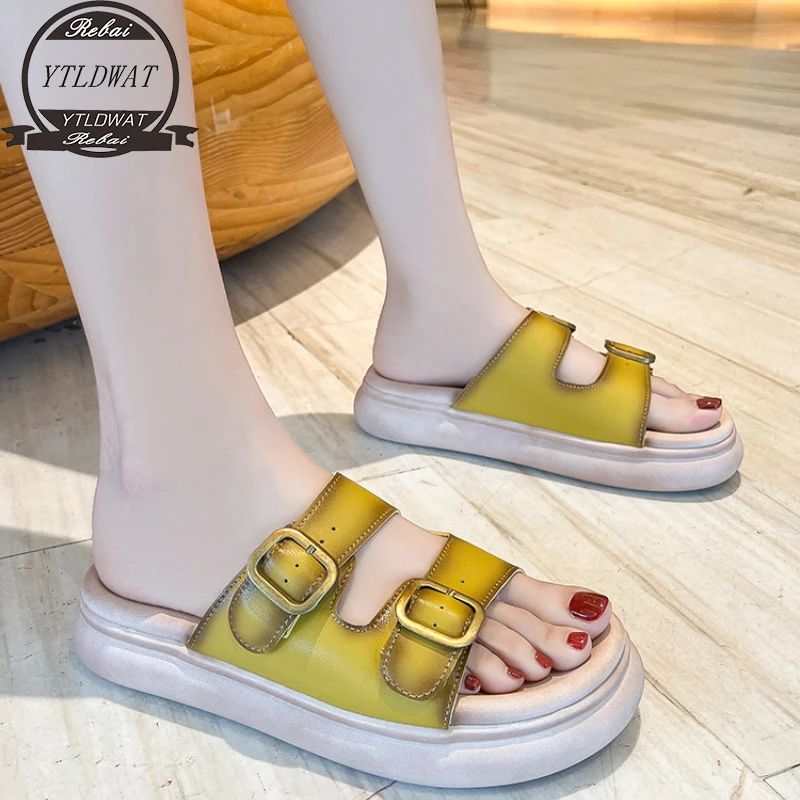 

2022 летние новые маленькие свежие однотонные модные сандалии на толстой подошве, женские повседневные пляжные туфли с открытым носком, женс...