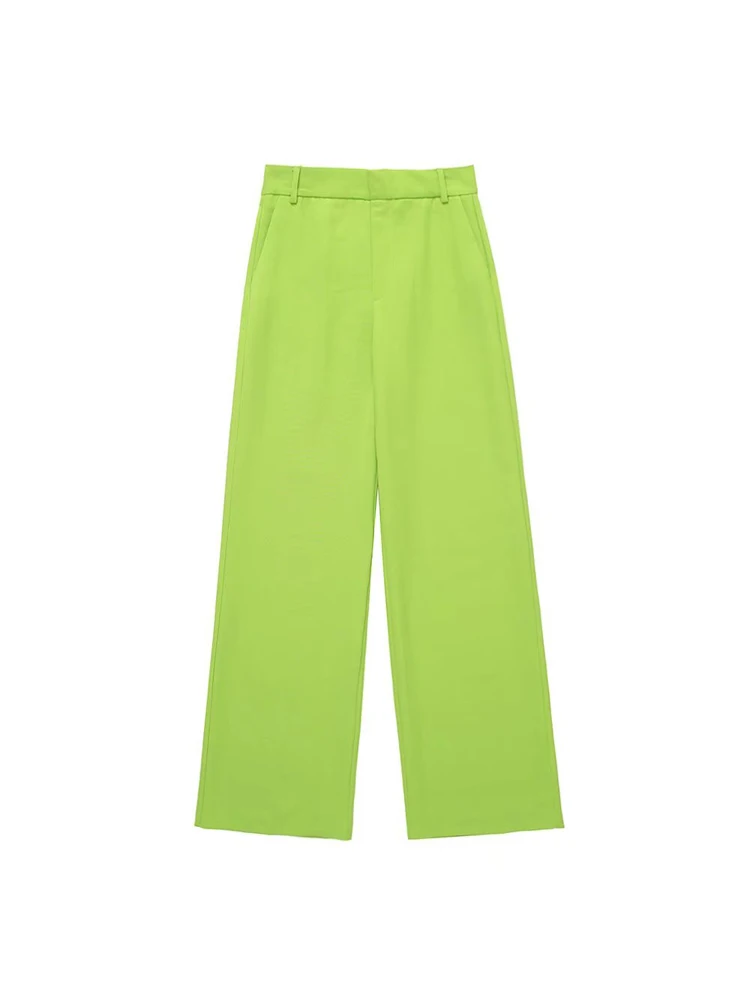 

2022 Summer Women Fashion Straight Pants Solid Cusual Loose Zipper Full Length Female Elegant Street Trousers Clothes