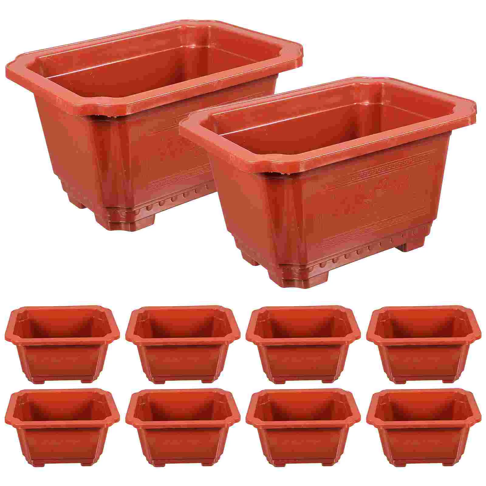 

10 Pcs Accessories Flowerpot Office Plastic Pots Outdoors Rectangular Planter Household