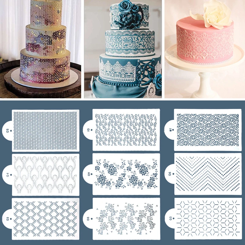 

Cake Lace Spray Mold Lace Stencil Wedding Cake Design Template Mold Painting Stencil Decorating Fondant Tools Bakeware