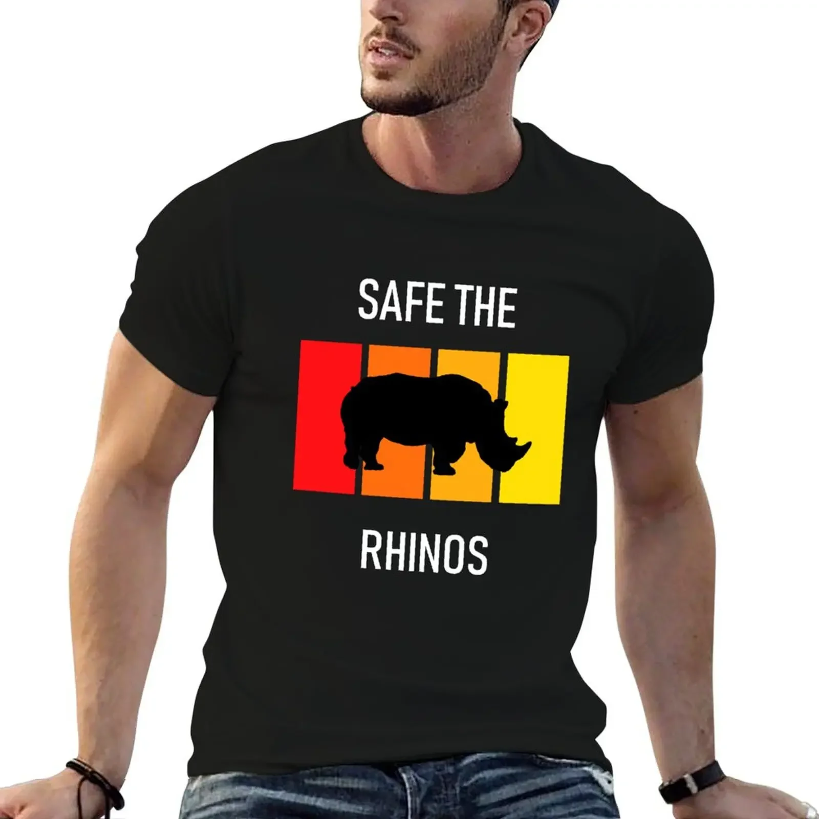 Футболка Safe the rhinos быстросохнущая милая одежда винтажная черные футболки с