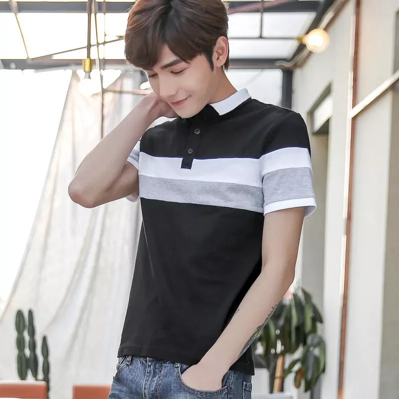 

for Male Casual Slim Cotton Half-sleeved Tops 2022 Brand New Men's Polo Shirt New Short-sleeved Polo Shirt