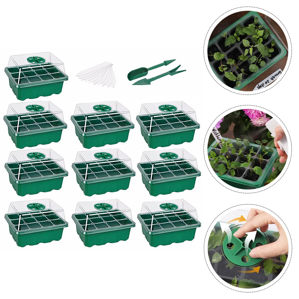 

1 Set Useful Planting Tool 12-hole Germination Box Durable Plant Nursery Box